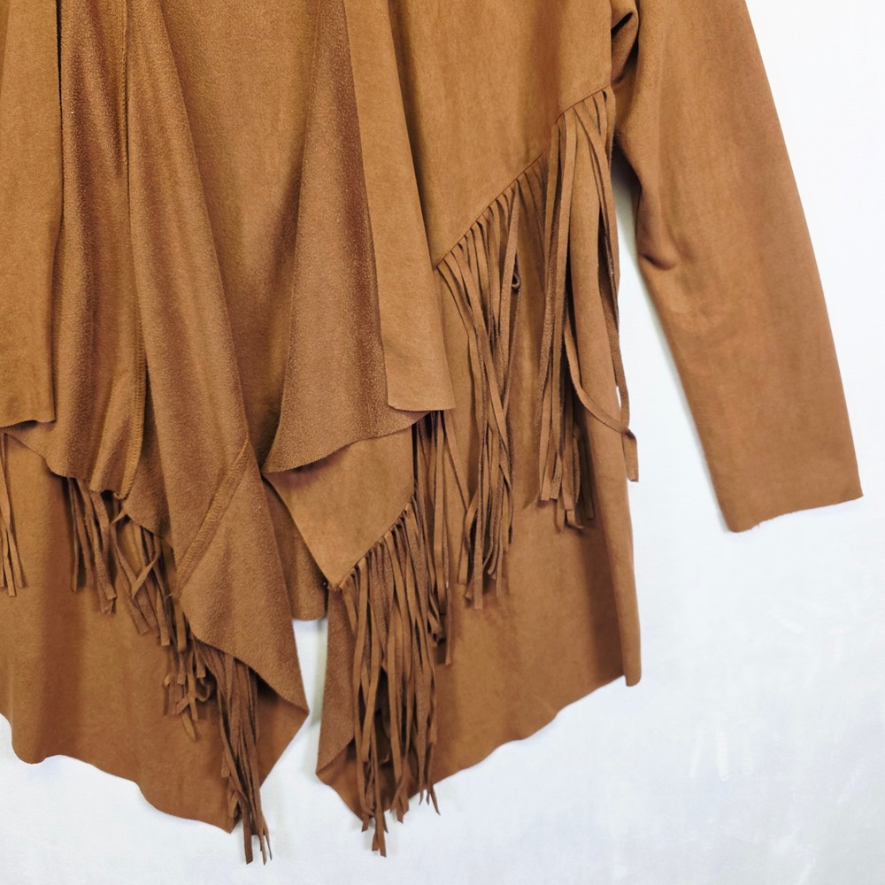 BAJEE COLLECTION Faux Suede Fringe Jacket Womens L Western Boho Festival Y2K - Picture 5 of 15